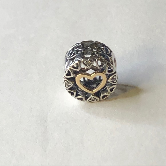 Authentic Pandora Loving Circle 14k Heart Charm S925 Ale - Picture 6 of 6